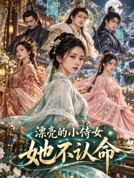 古装群像竖版剧集海报，几位角色身着华服站在宫阁之中
